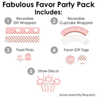 Rose Gold Grad - Graduation Party Favors and Cupcake Kit - Fabulous Favor Party Pack - 100 Pieces