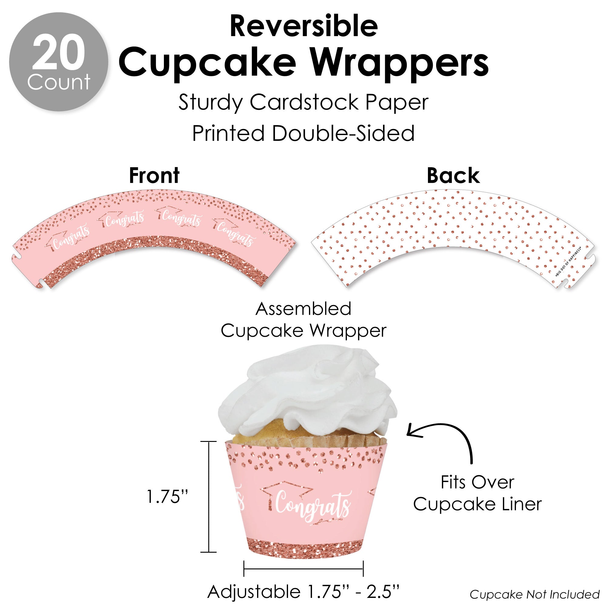 Rose Gold Grad Graduation Party Favors and Cupcake Kit