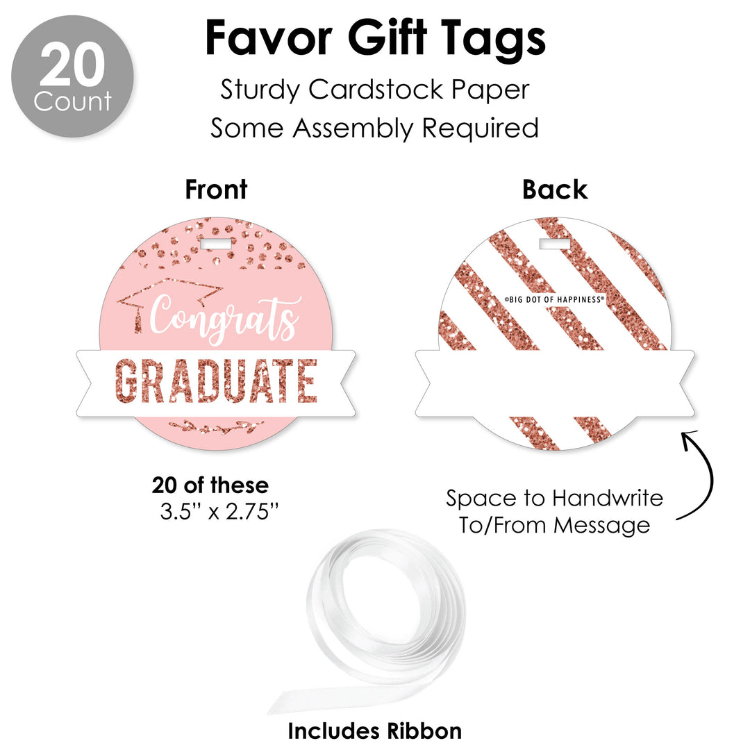 Rose Gold Grad - Graduation Party Favors and Cupcake Kit - Fabulous Favor Party Pack - 100 Pieces