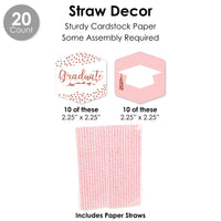 Rose Gold Grad - Graduation Party Favors and Cupcake Kit - Fabulous Favor Party Pack - 100 Pieces