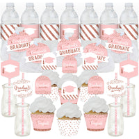 Rose Gold Grad - Graduation Party Favors and Cupcake Kit - Fabulous Favor Party Pack - 100 Pieces
