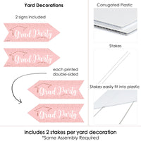 Rose Gold Grad - Graduation Party Sign Arrow - Double Sided Directional Yard Signs - Set of 2