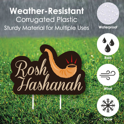Rosh Hashanah - Yard Sign & Outdoor Lawn Decorations - Jewish New Year Yard Signs - Set of 8
