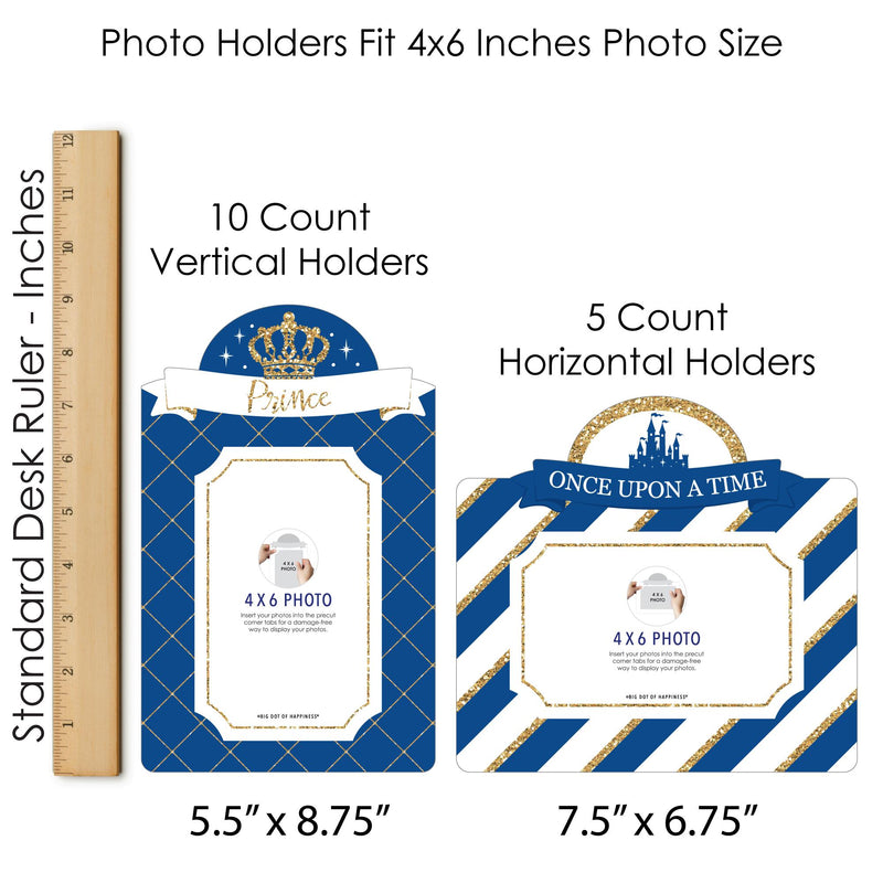 Royal Prince Charming - Baby Shower or Birthday Party Picture Centerpiece Sticks - Photo Table Toppers - 15 Pieces