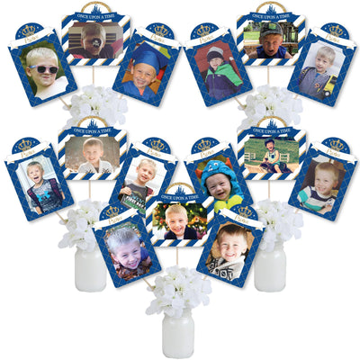 Royal Prince Charming - Baby Shower or Birthday Party Picture Centerpiece Sticks - Photo Table Toppers - 15 Pieces