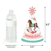 Run Wild Horses - Cone Happy Birthday Party Hats for Kids and Adults - Set of 8 (Standard Size)