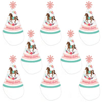 Run Wild Horses - Cone Happy Birthday Party Hats for Kids and Adults - Set of 8 (Standard Size)