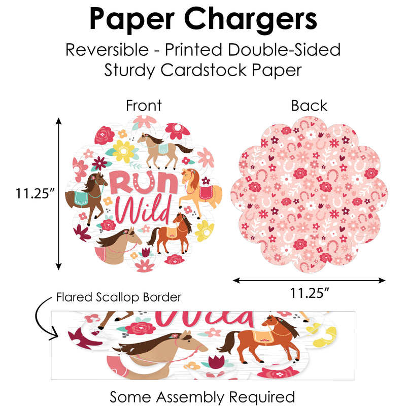 Run Wild Horses - Pony Birthday Party Paper Charger and Table Decorations - Chargerific Kit - Place Setting for 8