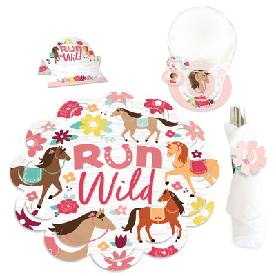 Run Wild Horses - Pony Birthday Party Paper Charger and Table Decorations - Chargerific Kit - Place Setting for 8