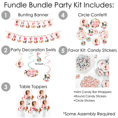 Run Wild Horses - Pony Birthday Party Supplies - Banner Decoration Kit - Fundle Bundle