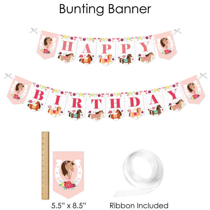 Run Wild Horses - Pony Birthday Party Supplies - Banner Decoration Kit - Fundle Bundle