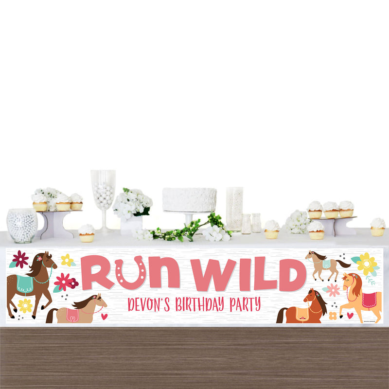 Run Wild Horses - Personalized Happy Birthday Pony Party Banner