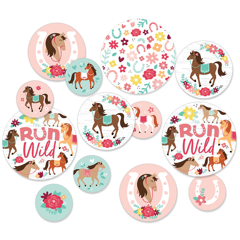 Run Wild Horses - Pony Birthday Party Giant Circle Confetti - Party Decorations - Large Confetti 27 Count