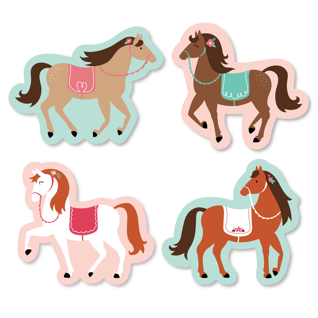 Run Wild Horses - DIY Shaped Pony Birthday Party Cut-Outs - 24 Count