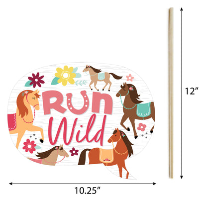 Run Wild Horses - Pony Birthday Party Photo Booth Props Kit - 20 Count