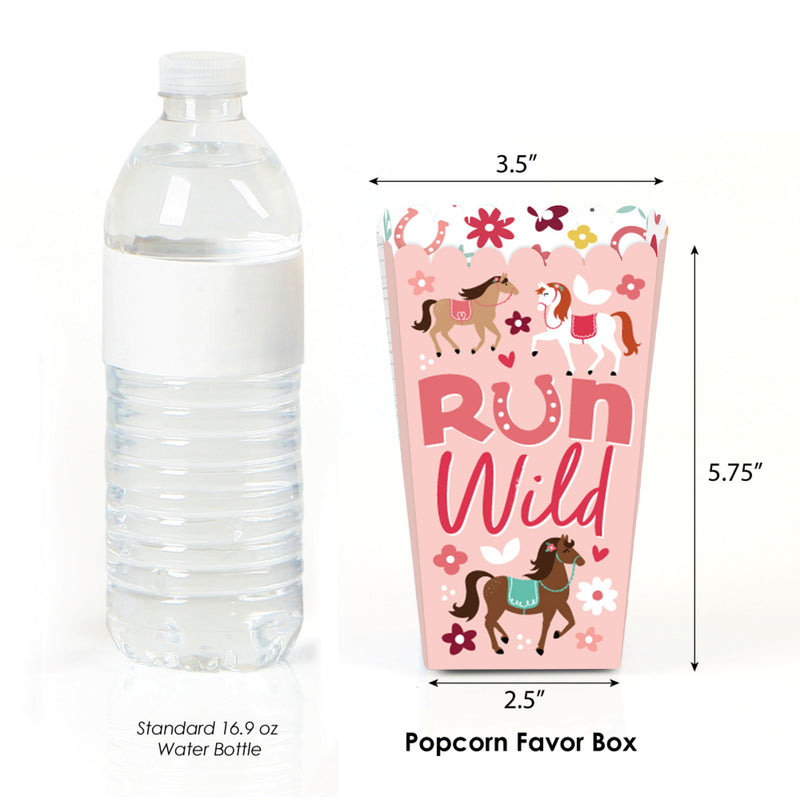 Run Wild Horses - Pony Birthday Party Favor Popcorn Treat Boxes - Set of 12