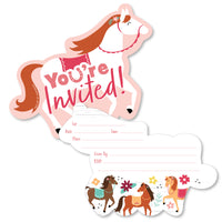 Run Wild Horses - Shaped Fill-In Invitations - Pony Birthday Party Invitation Cards with Envelopes - Set of 12