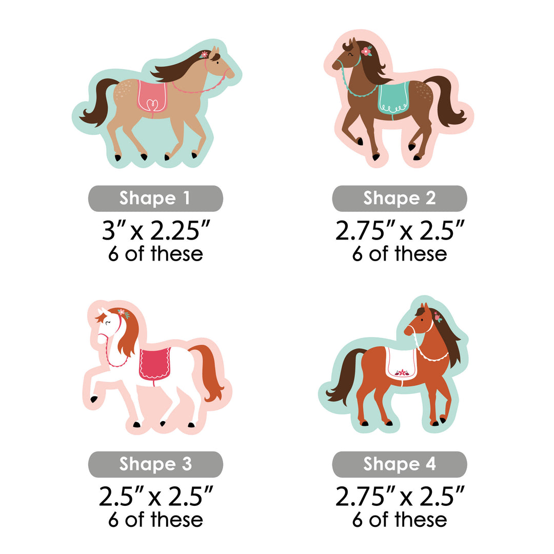 Run Wild Horses - Paper Straw Decor - Pony Birthday Party Striped Decorative Straws - Set of 24