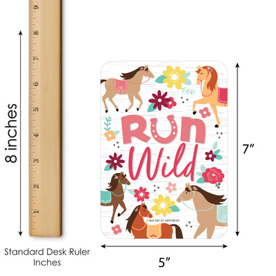 Run Wild Horses - Picture Bingo Cards and Markers - Pony Birthday Party Shaped Bingo Game - Set of 18
