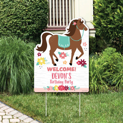 Run Wild Horses - Party Decorations - Pony Birthday Party Personalized Welcome Yard Sign