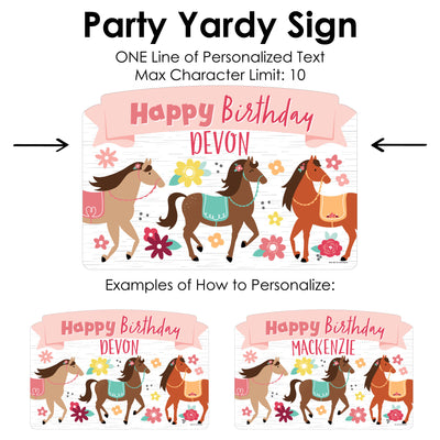 Run Wild Horses - Pony Birthday Party Yard Sign Lawn Decorations - Personalized Happy Birthday Party Yardy Sign