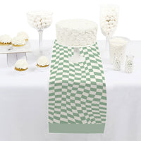 Sage Green Checkered Party - Petite Paper Table Runner - 12 x 60 inches