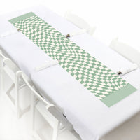 Sage Green Checkered Party - Petite Paper Table Runner - 12 x 60 inches