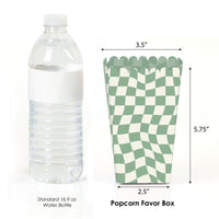 Sage Green Checkered Party - Favor Popcorn Treat Boxes - Set of 12