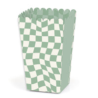 Sage Green Checkered Party - Favor Popcorn Treat Boxes - Set of 12
