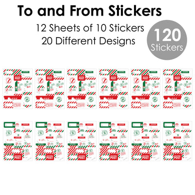Santa's Special Delivery - Assorted From Santa Claus Christmas Gift Tag Labels - To and From Stickers - 12 Sheets - 120 Stickers
