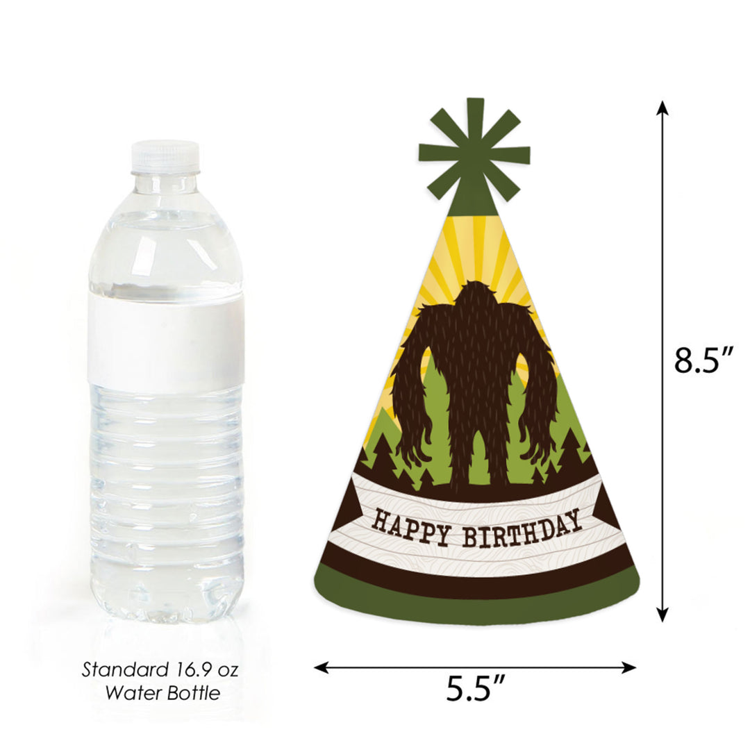 Sasquatch Crossing - Cone Happy Birthday Party Hats for Kids and Adults - Set of 8 (Standard Size)