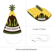 Sasquatch Crossing - Cone Happy Birthday Party Hats for Kids and Adults - Set of 8 (Standard Size)