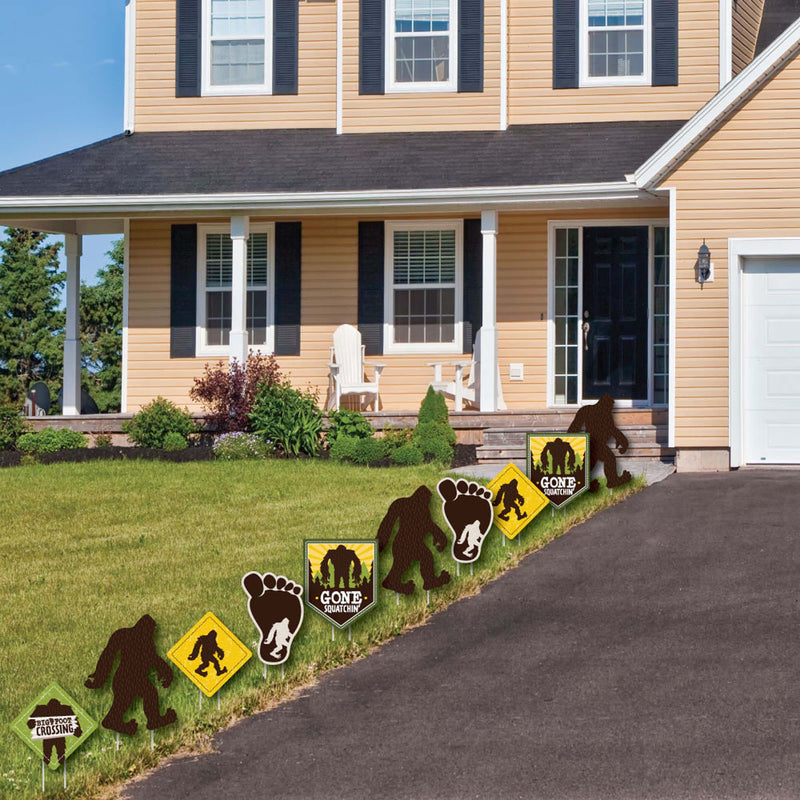 Sasquatch Crossing - Lawn Decorations - Outdoor Bigfoot Party or Birthday Party Yard Decorations - 10 Piece