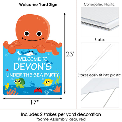 Under The Sea Critters - Party Decorations - Birthday Party or Baby Shower Personalized Welcome Yard Sign
