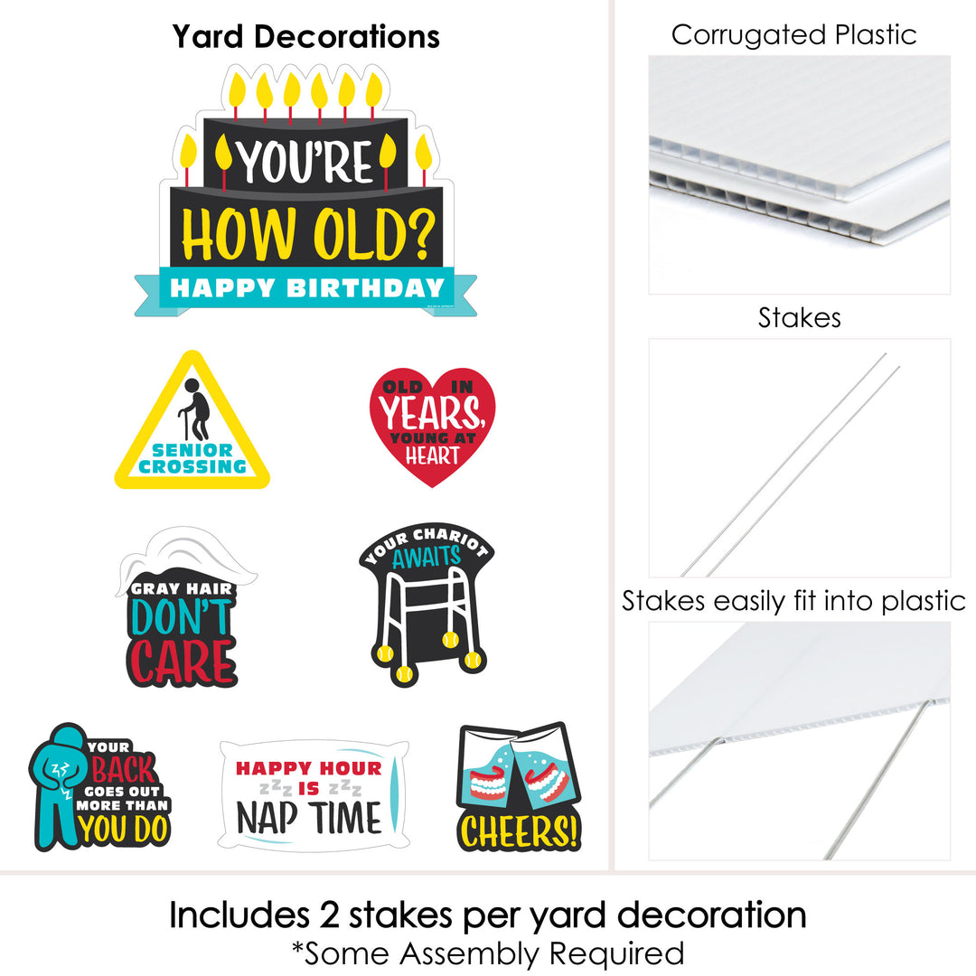 You're How Old - Senior Moments - Yard Sign and Outdoor Lawn Decorations - Funny Over The Hill Birthday Prank Yard Signs - Set of 8