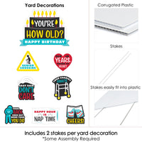 You're How Old - Senior Moments - Yard Sign and Outdoor Lawn Decorations - Funny Over The Hill Birthday Prank Yard Signs - Set of 8
