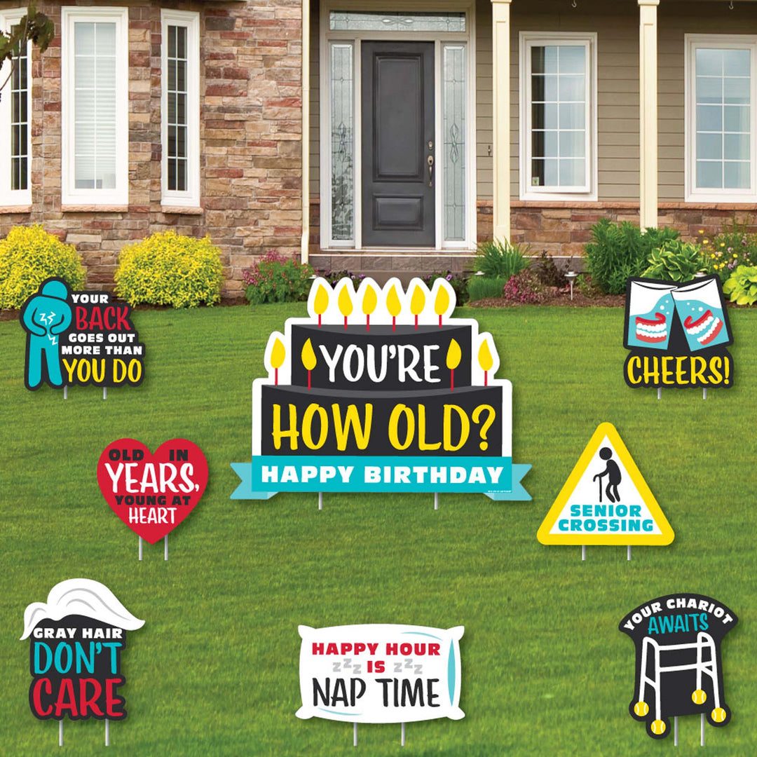You're How Old - Senior Moments - Yard Sign and Outdoor Lawn Decorations - Funny Over The Hill Birthday Prank Yard Signs - Set of 8