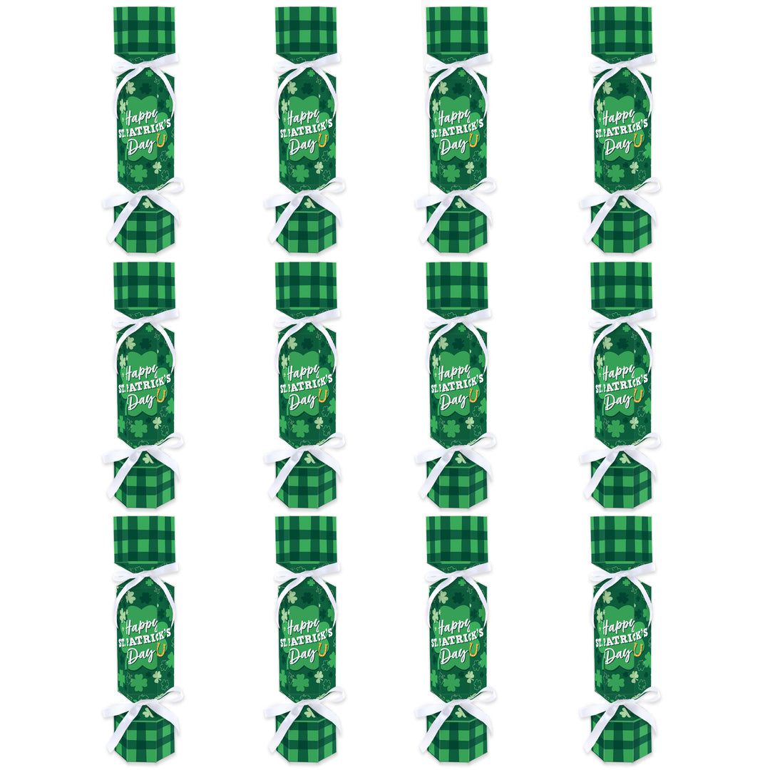 Shamrock St. Patrick's Day - No Snap Saint Paddy’s Day Party Table Favors - DIY Cracker Boxes - Set of 12