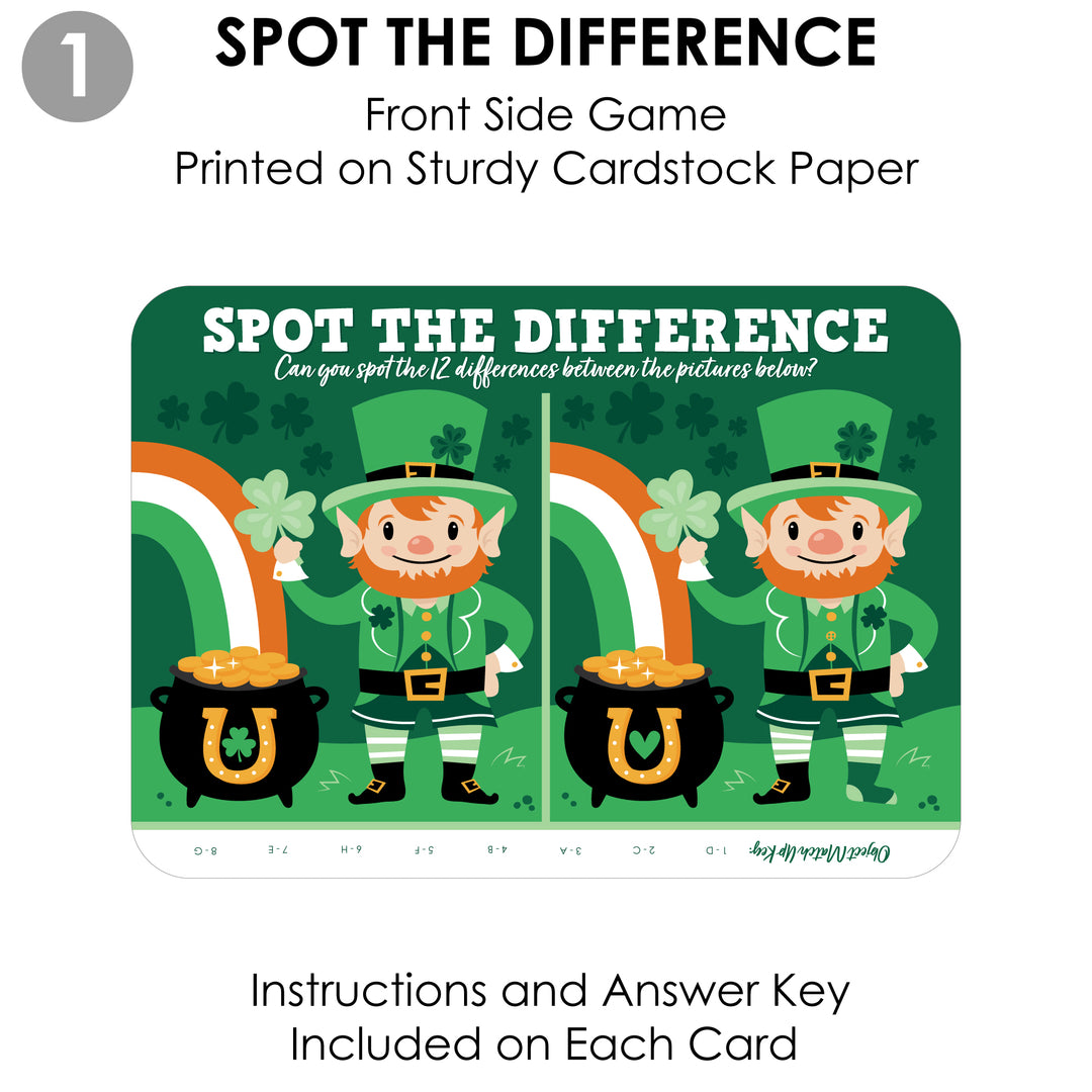 Shamrock St. Patrick's Day - 2-in-1 Saint Paddy’s Day Party Cards - Activity Duo Games - Set of 20