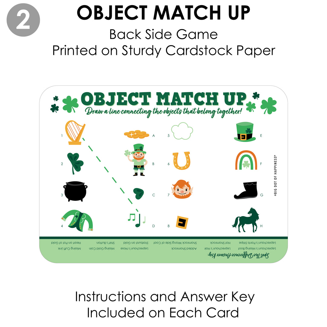 Shamrock St. Patrick's Day - 2-in-1 Saint Paddy’s Day Party Cards - Activity Duo Games - Set of 20