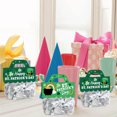 Shamrock St. Patrick's Day - DIY Saint Paddy's Day Party Clear Goodie Favor Bag Labels - Candy Bags with Toppers - Set of 24