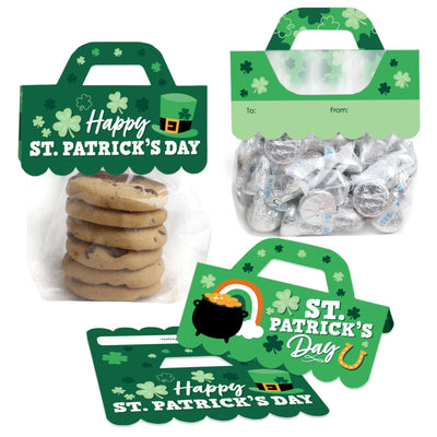 Shamrock St. Patrick's Day - DIY Saint Paddy's Day Party Clear Goodie Favor Bag Labels - Candy Bags with Toppers - Set of 24