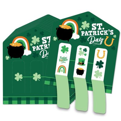 Shamrock St. Patrick's Day - Saint Paddy’s Day Party Game Pickle Cards - Pull Tabs 3-in-a-Row - Set of 12