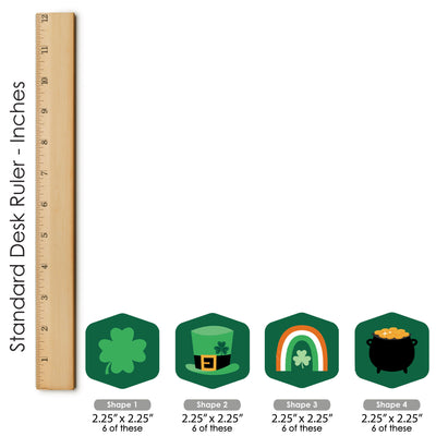 Shamrock St. Patrick's Day - Saint Paddy’s Day Party Scavenger Hunt - 1 Stand and 48 Game Pieces - Hide and Find Game