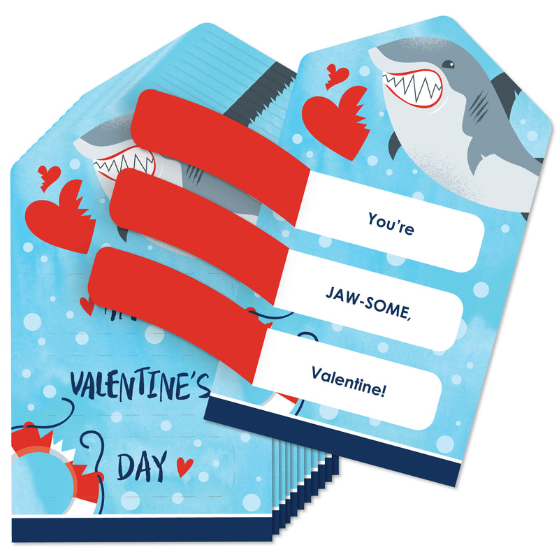Shark Zone - Jawsome Shark Cards for Kids - Happy Valentine’s Day Pull Tabs - Set of 12