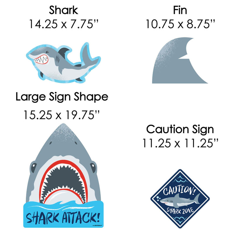 Shark Zone - Yard Sign & Outdoor Lawn Decorations - Jawsome Shark Party or Birthday Party Yard Signs - Set of 8