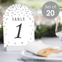 Silver Wedding - Wedding Receptions, Parties or Events Double-Sided 5 x 7 inches Cards - Table Numbers - 1-20