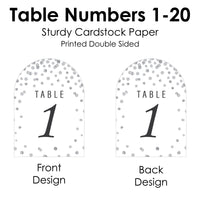 Silver Wedding - Wedding Receptions, Parties or Events Double-Sided 5 x 7 inches Cards - Table Numbers - 1-20