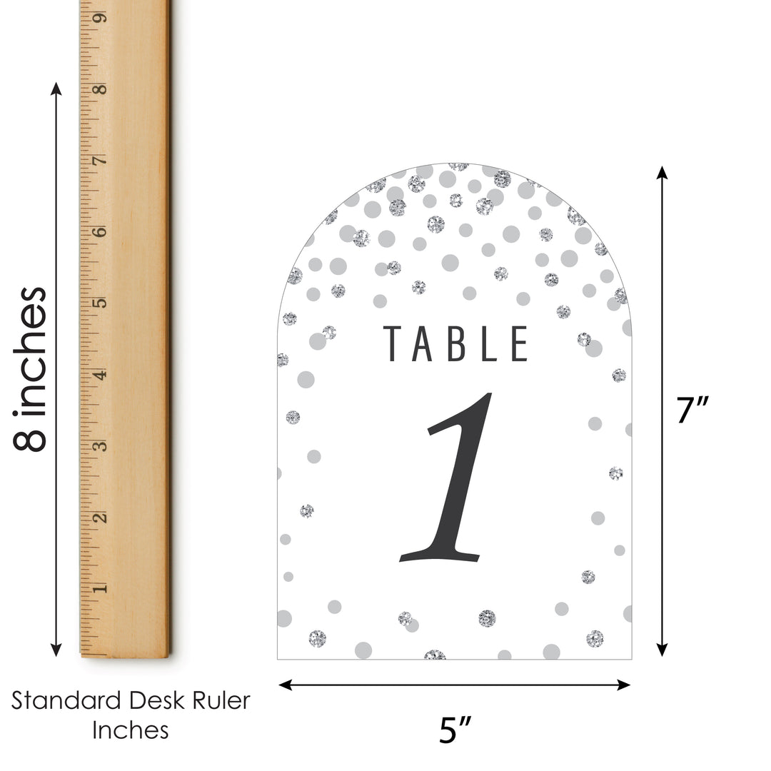 Silver Wedding - Wedding Receptions, Parties or Events Double-Sided 5 x 7 inches Cards - Table Numbers - 1-20