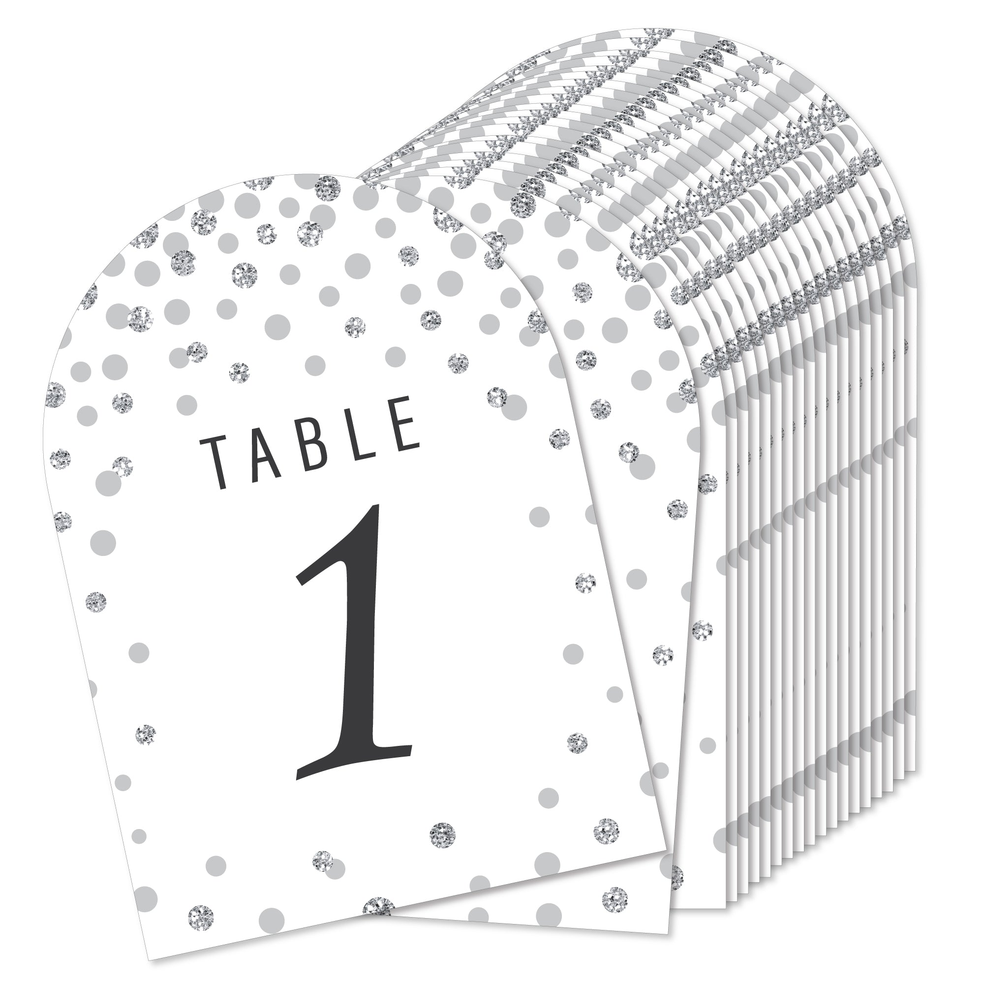 Table Numbers Basic Silver Silver Wedding - Wedding Receptions, Parties or Events Double-Sided 5 x ...